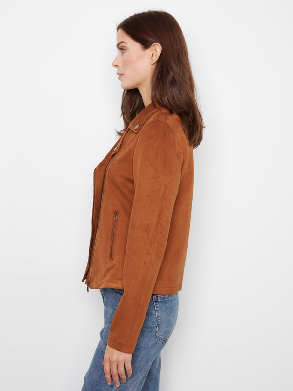 Veste moto en faux suède - Caramel au Beurre