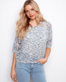 Bluebell dolman sweater with space-dye fishnet design and V-neck by Charlie B.