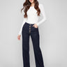 Deep blue jeans featuring a stylish flare fit, perfect for any occasion. Crafted in premium fabric for ultimate comfort by Charlie B.