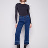 Indigo jeans featuring a stylish flare fit and cropped length, perfect for a trendy look by Charlie B.
