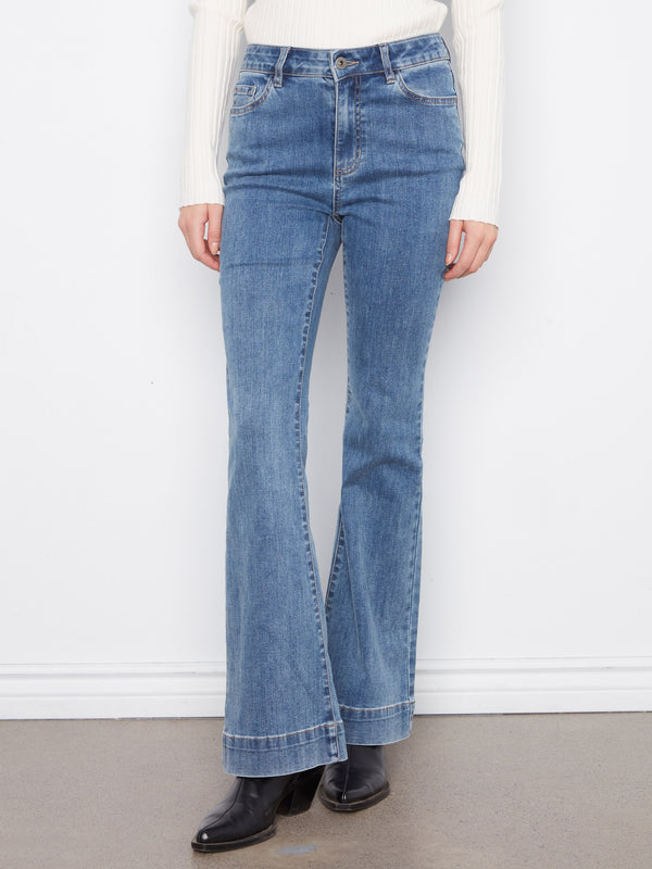 Flare Leg Stretch Jeans - Medium Blue