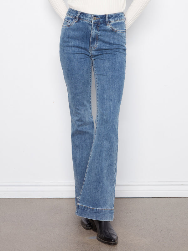 Flare Leg Stretch Jeans - Medium Blue