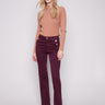 Berry pants in stretch twill fabric featuring a stylish flare leg design for added flair by Charlie B.