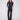 Black stretch twill pants with a long length and button details on the pockets by Charlie B.