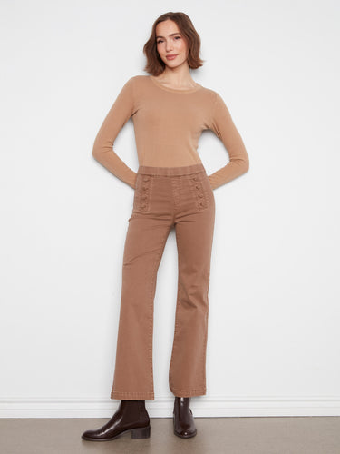 Brown jeans with a flattering flare leg, perfect for any occasion by Charlie B.