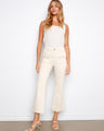 Natural color twill pants with a regular rise and cropped length, featuring stylish bow patch pockets by Charlie B.