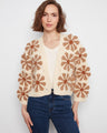 Ecru crochet cardigan with handcrafted floral motifs, featuring a relaxed fit and long sleeves by Charlie B.