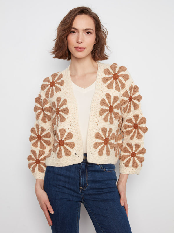Floral Crochet Cardigan - Ecru
