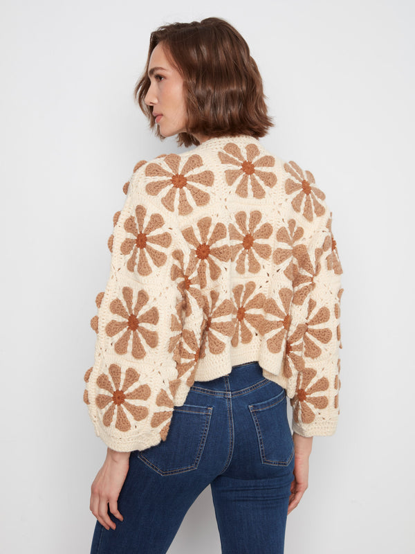 Floral Crochet Cardigan - Ecru