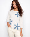 Heather Oat sweater with a stylish crew neckline and denim patches, perfect for casual outings by Charlie B.