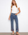 Denim jeans featuring a straight fit with pixelated embroidery, adding a unique touch to your casual wardrobe. By Charlie B.