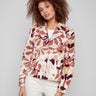 Cabernet floral sherpa fleece coat with a stylish lapel collar and cozy design, perfect for chilly days by Charlie B.