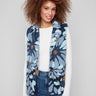 Floral Sherpa fleece vest in blue with practical two pockets, perfect for keeping essentials close by Charlie B.