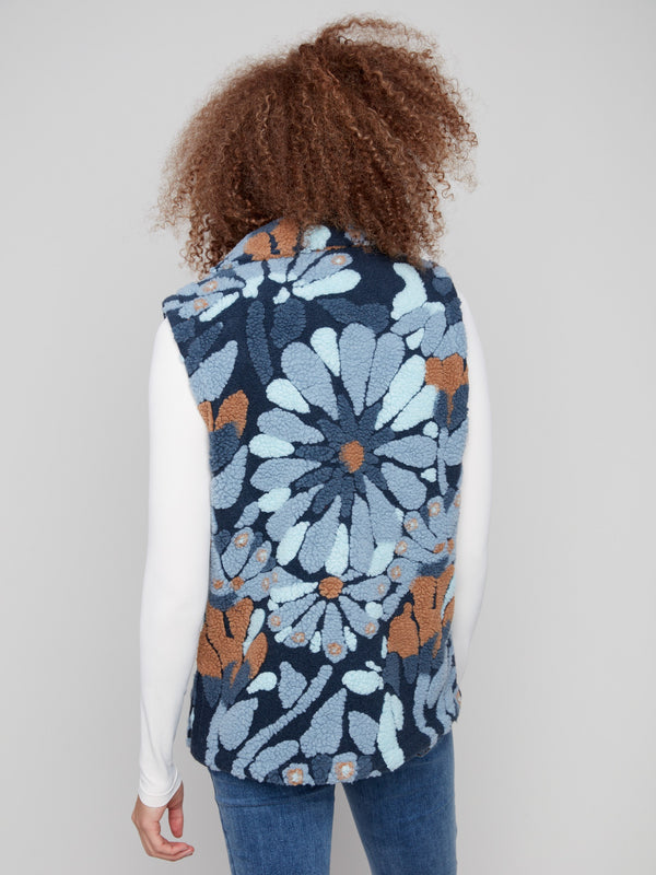 Floral Sherpa Fleece Vest - Oxford