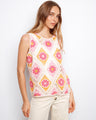 Chic sleeveless top with a vibrant floral pattern, perfect for warm days. Features a classic crew neckline. By Charlie B.