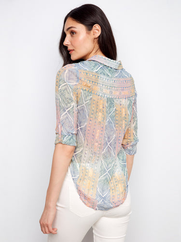 Crafted from semi-sheer crinkle fabric, this stylish piece offers comfort and breathability for any occasion by Charlie B.