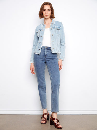 Crafted from stretch denim, this jacket offers both comfort and flexibility for everyday wear. By Charlie B.