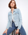 Featuring frayed edges, this denim jacket brings an edgy vibe to any outfit effortlessly. By Charlie B.