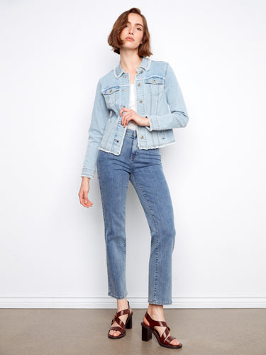 Made from stretch denim, this stylish piece ensures ease of movement while maintaining its chic look. By Charlie B.