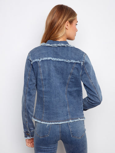 With two practical front patch pockets, this frayed edge jacket is both stylish and functional. By Charlie B.