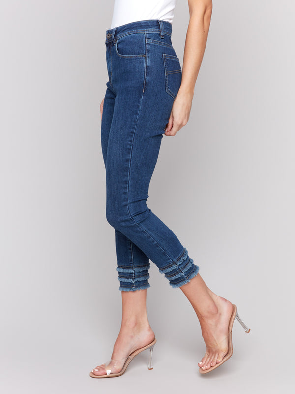 Denim pants in indigo with a regular rise waist by Charlie B.