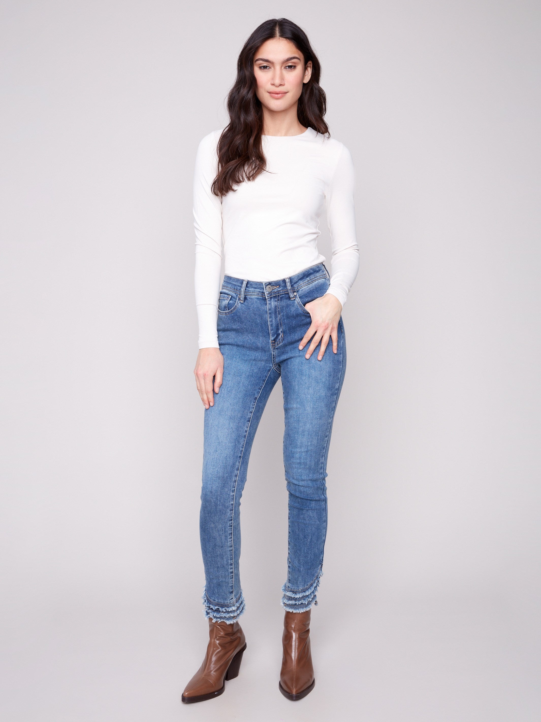 Denim pants with a slim fit, crafted in stretch fabric for comfort and style by Charlie B.