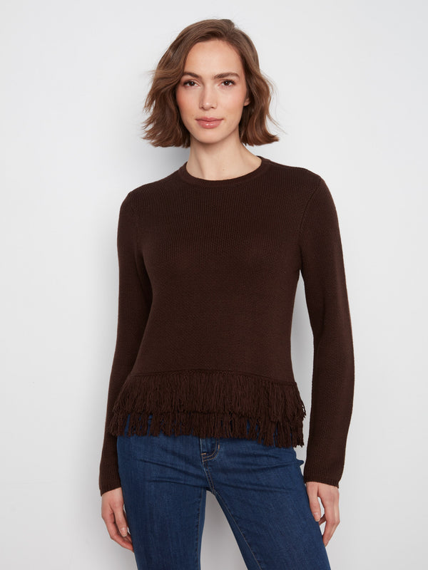 Elegant sweater featuring a classic crew neck design, perfect for any occasion. Made with soft material for comfort. By Charlie B.