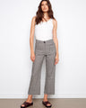 Gingham wide-leg cropped pants featuring a stretch linen blend for added comfort by Charlie B.