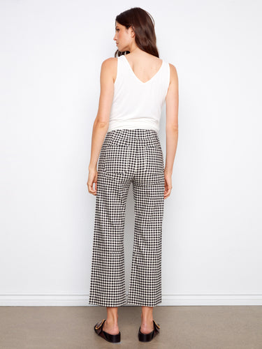 Stylish gingham pattern with patch pockets and cropped length for modern flair by Charlie B.