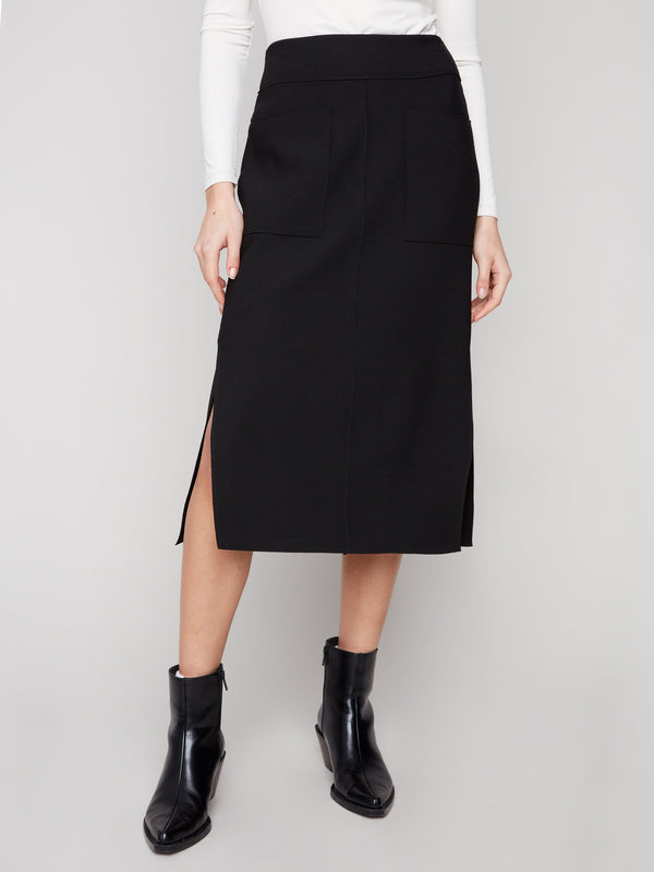 Gutsy Crepe Skirt With Patch Pockets - Black