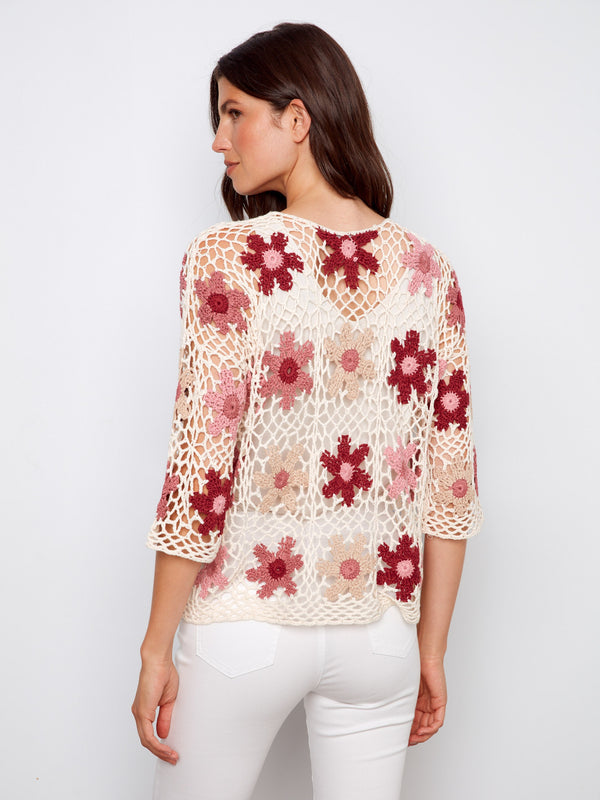 Floral Hand-Crochet Top - Carnation