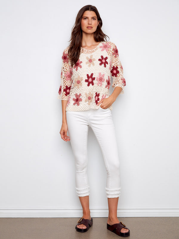 Floral Hand-Crochet Top - Carnation