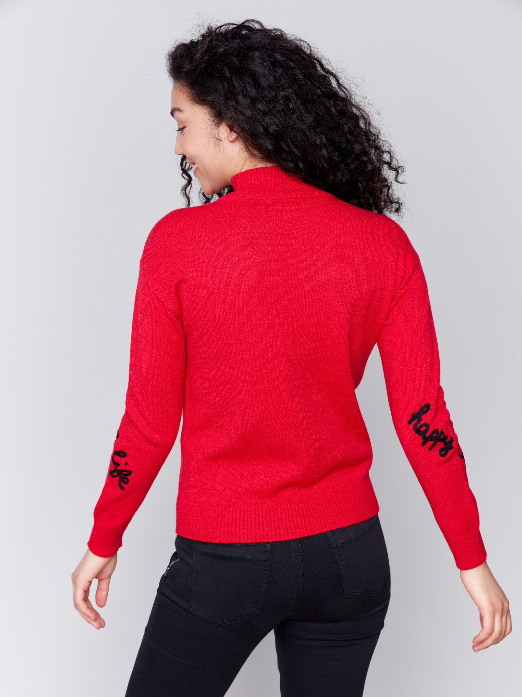 Mock neck red sweater outlet