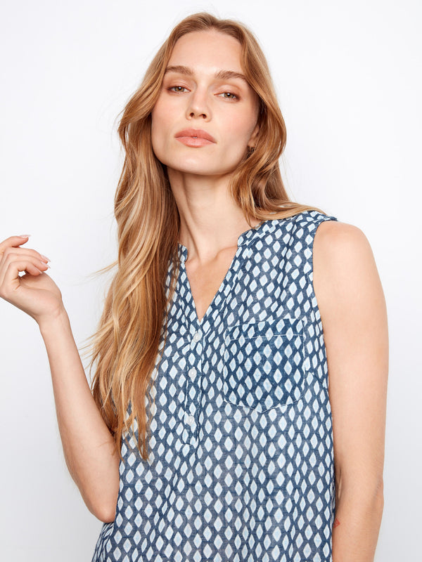 Stylish sleeveless dress with a convenient chest pocket by Charlie B.