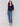 Navy sweater with 3/4 sleeve length, crafted from 100% cotton by Charlie B.