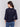 Geometric pattern navy sweater with pointelle design by Charlie B.