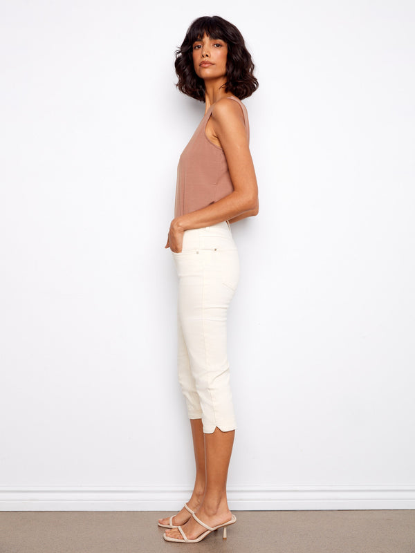 Knee High Capri Twill Pants - Natural