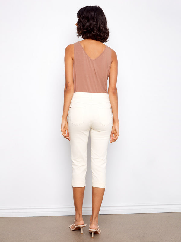 Knee High Capri Twill Pants - Natural
