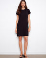 Elegant black dress with a flattering crew neckline and short sleeves, perfect for any occasion by Charlie B.