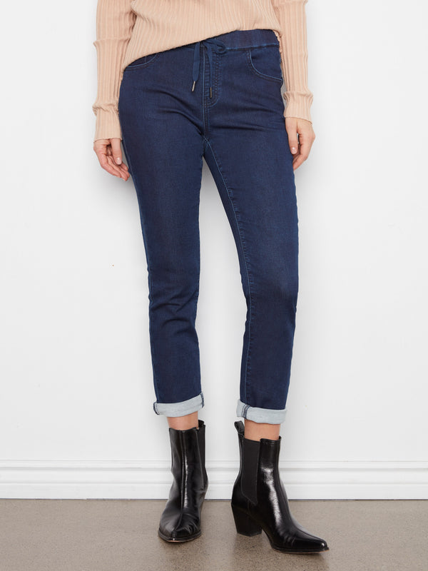 Pantalon jogger en denim tricoté - Bleu Noir