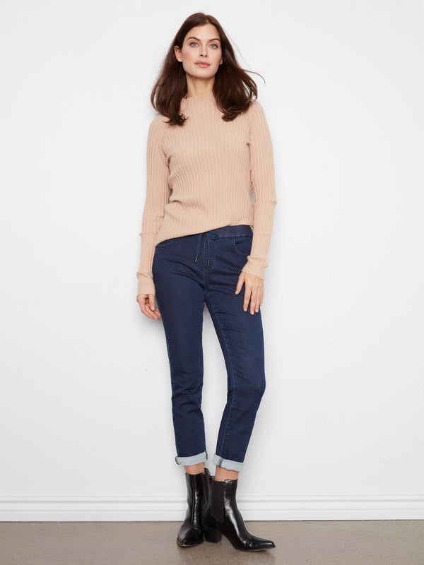 Pantalon jogger en denim tricoté - Bleu Noir