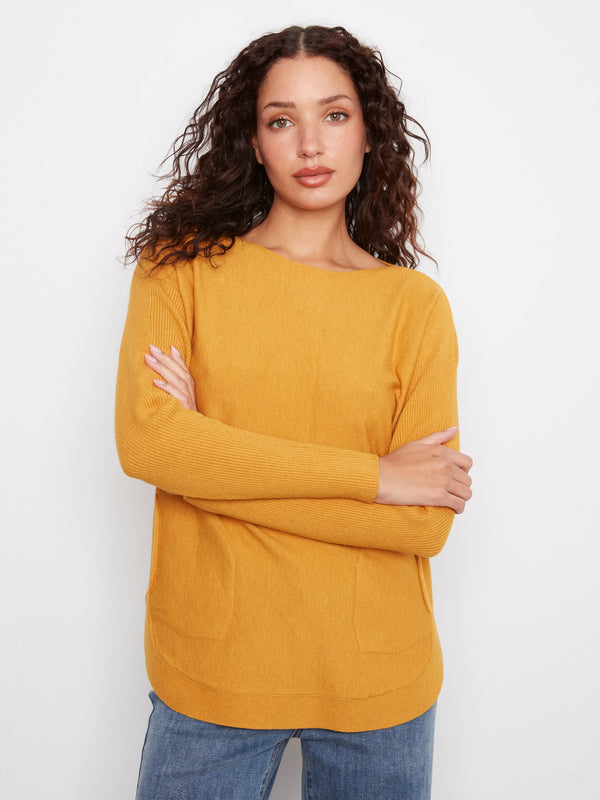 Knit Sweater With Back Lace-Up Detail - Amber