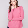Heather rose knit sweater featuring a stylish boat neck design, perfect for casual outings by Charlie B.