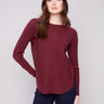 Cabernet sweater featuring a stylish boat neck and ribbed long sleeves for a chic look by Charlie B.