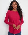 Truffle knit sweater with long ribbed sleeves and lace-up cuffs, featuring a stylish boat neckline by Charlie B.