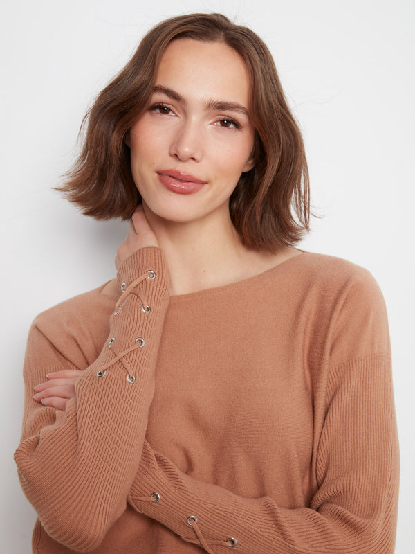 Chandail tricoté avec poignets à lacets - Truffe