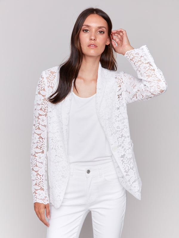 Unlined lace blazer with exquisite craftsmanship and style by Charlie B.