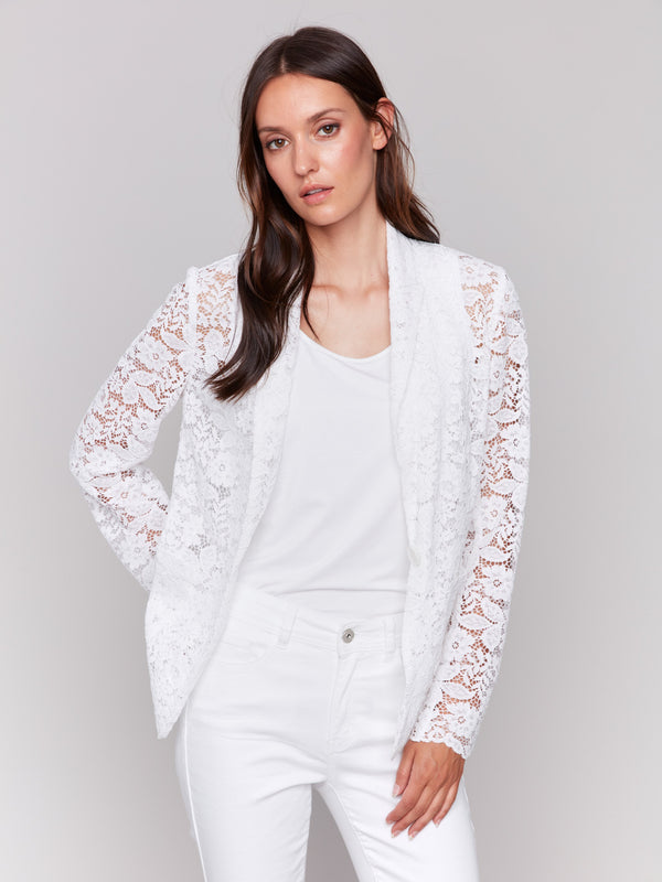 Lace Blazer - White