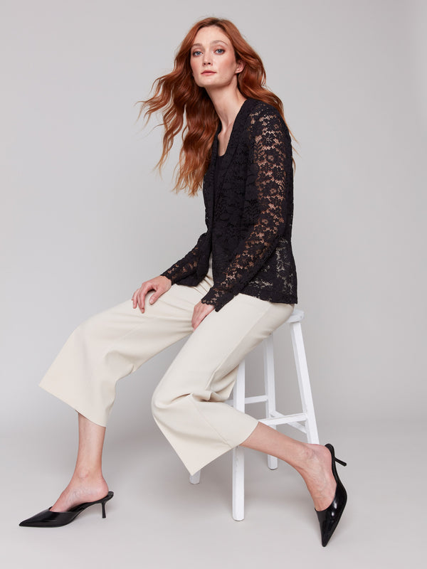 Unlined design offering a lightweight feel in this blazer by Charlie B.