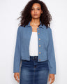 Stylish jacket with a front button closure, exuding a chic vibe. Perfect for casual outings or dressing up. By Charlie B.